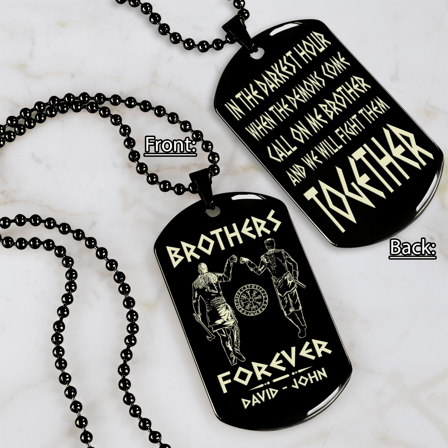 soldier customizable engraved black dog tag double sided gift from brother, brother forever