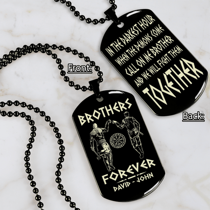 Customizable engraved black dog tag double sided gift from brother, brother forever