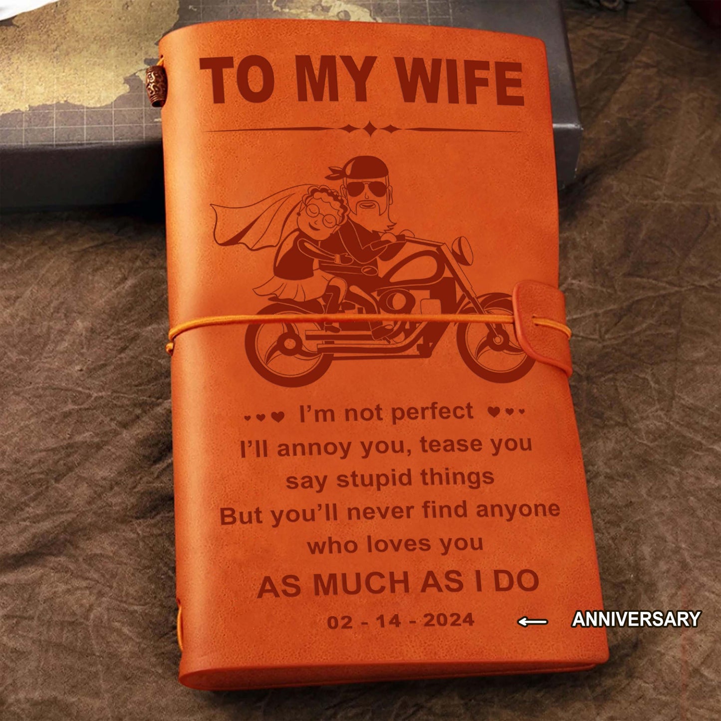 valentines gifts-biker vintage journal husband to wife- i want to hold your hand at 80 & say: baby let's go riding