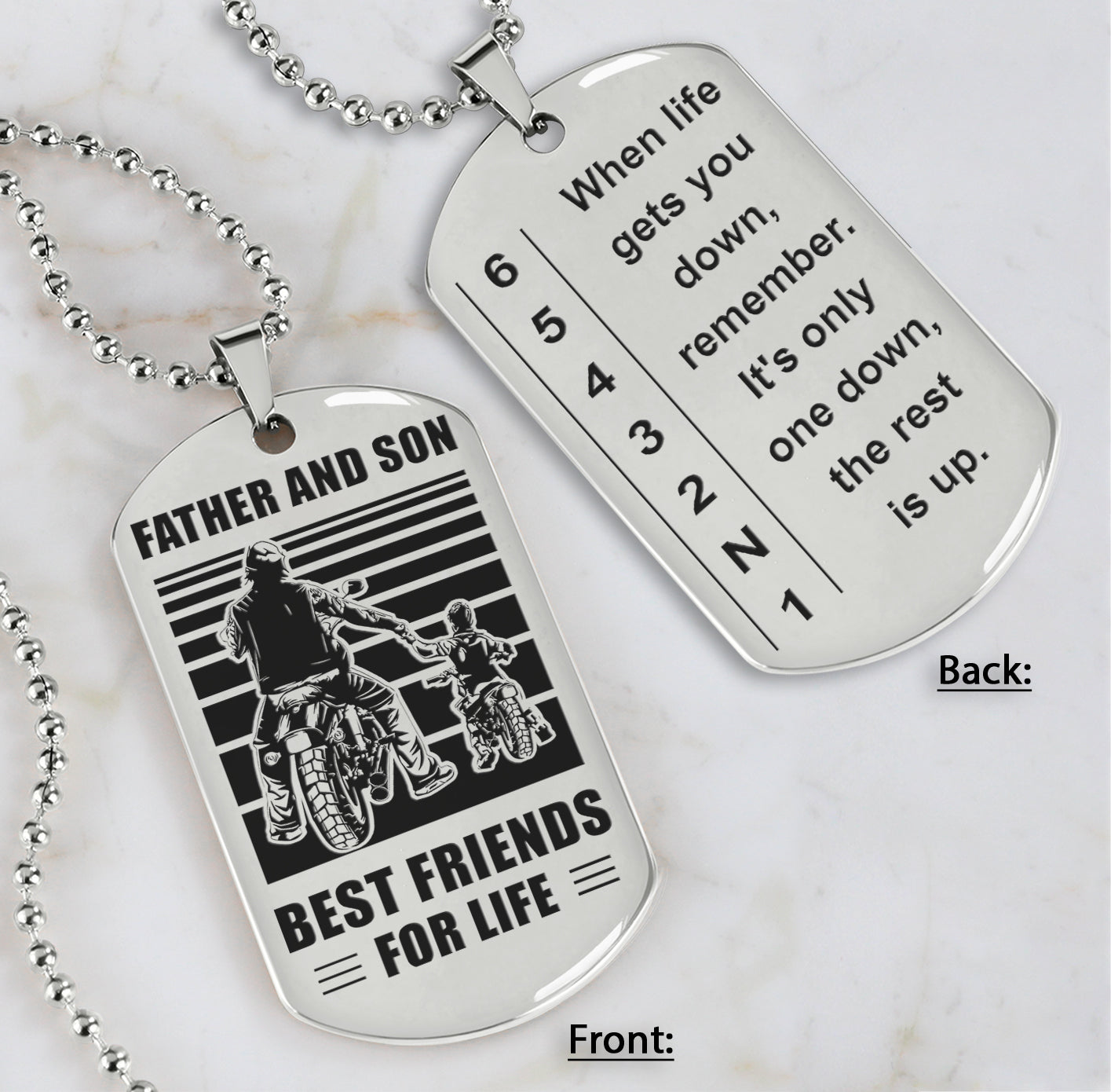 biker dog tag to son it is not about being better than someone else - be strong when you are weak