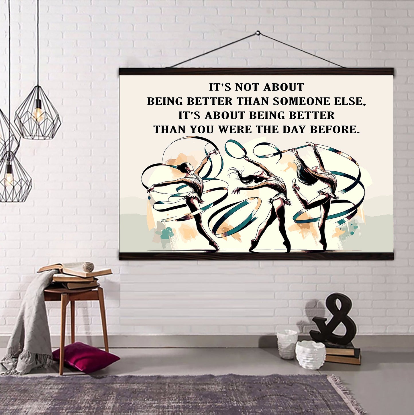 gymnastics customizable poster canvas - it is not about better than someone else, it is about being better than you were the day before