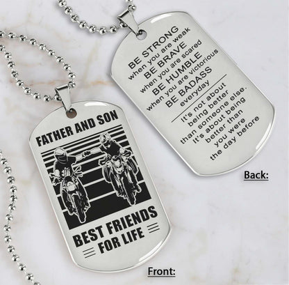 Silver Verison Personalized Double Sided Dog Tag Father And Son Best Friends For Life - Message on the back side