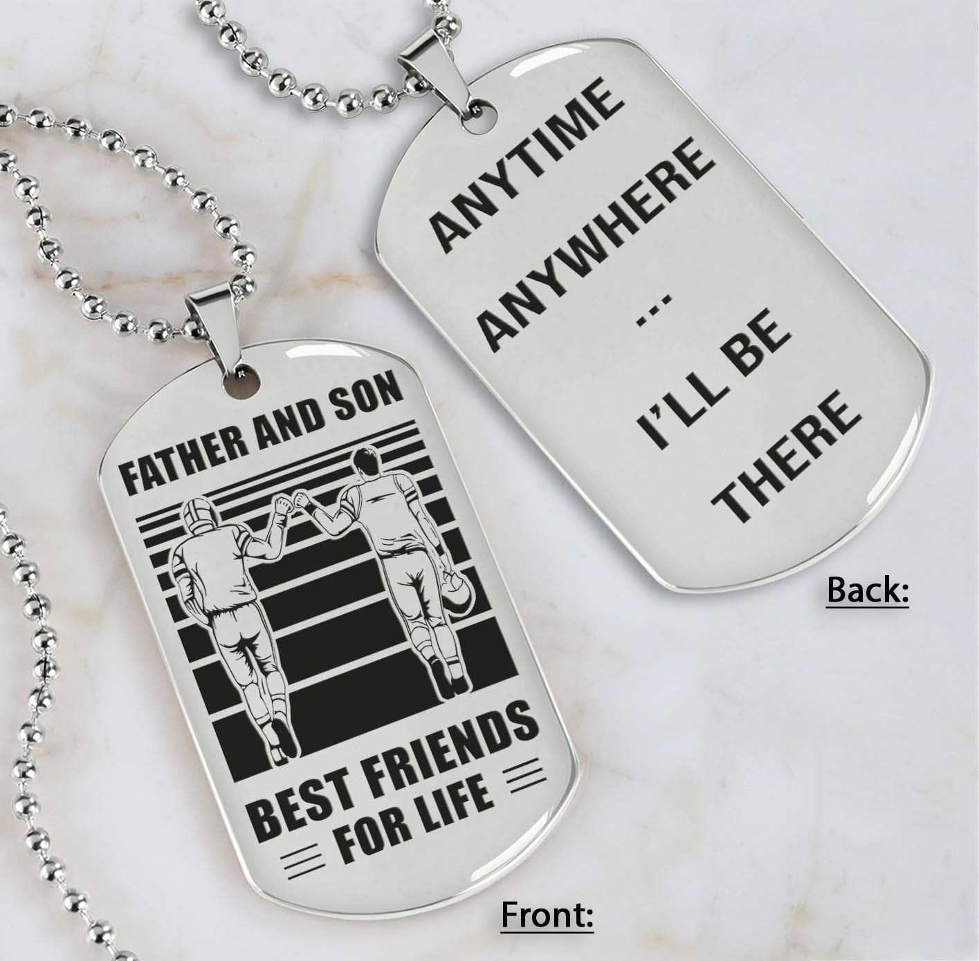 silver verison personalized double sided dog tag father and son best friends for life - message on the back side