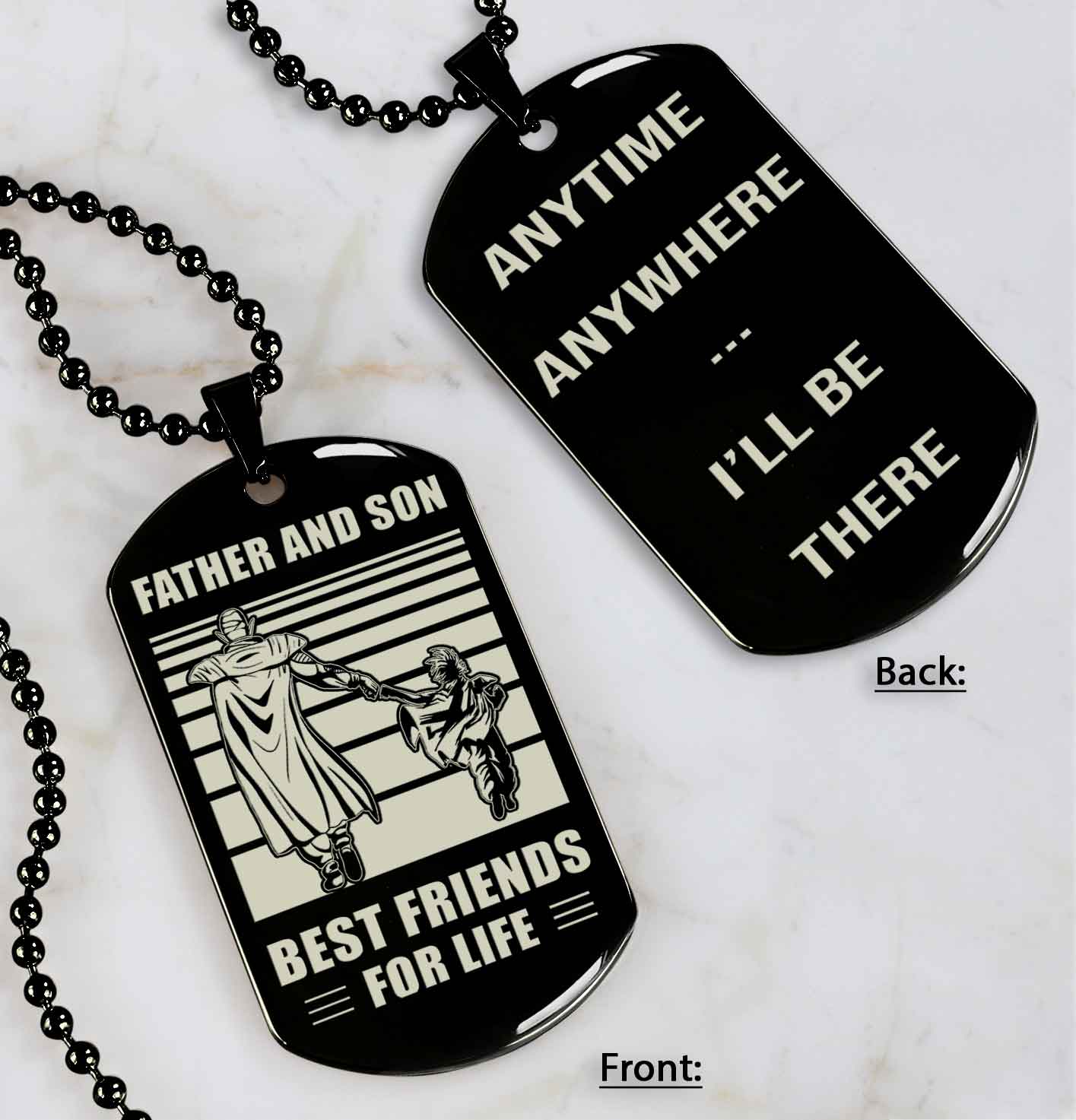 nvl-personalized double sided dog tag father and son best friends for life - message on the back side