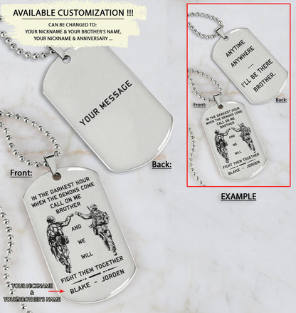 Soldier customizable engraved dog tag double sided gift from brother, message on the back