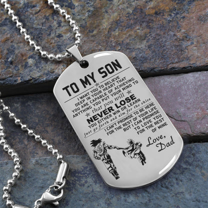 Customizable One Sided Engraved Dog Tag To My Son You Will Never Lose