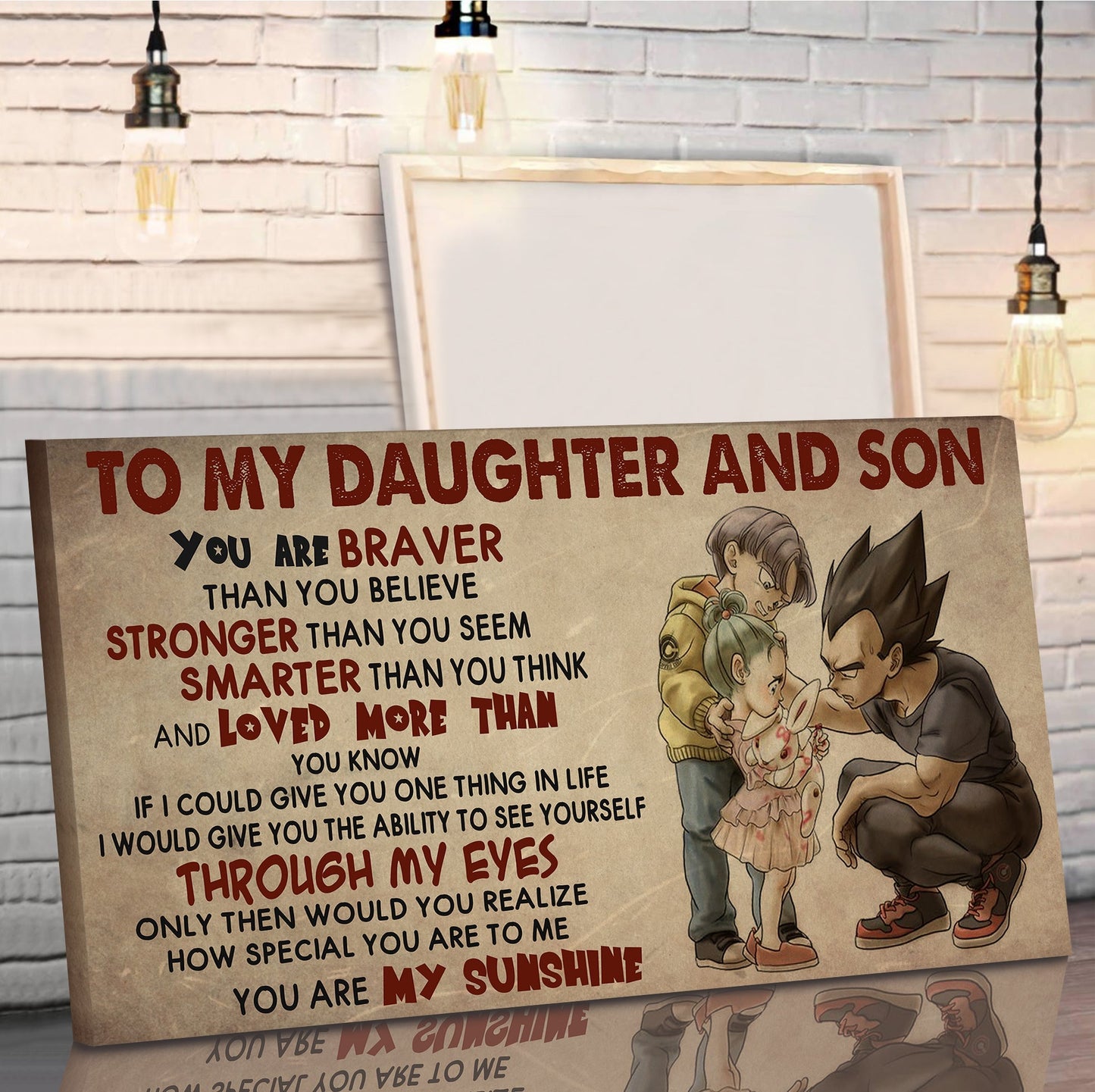 dad to son and daughter - you are my sunshine - canvas poster