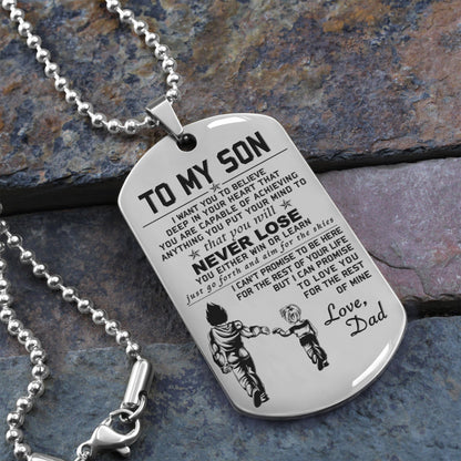 Customizable One Sided Engraved Dog Tag To My Son You Will Never Lose