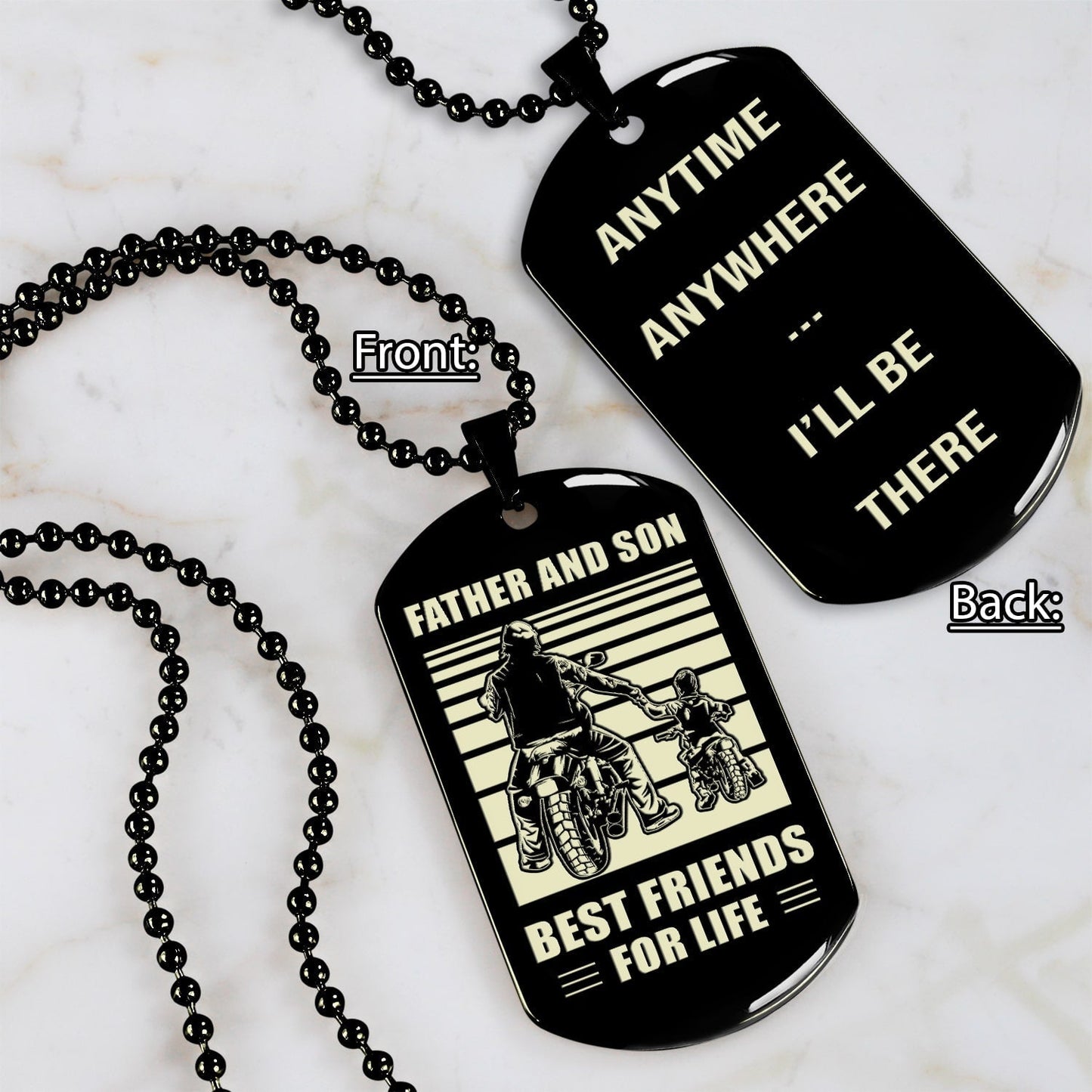 be strong-personalized double sided dog tag father and son best friends for life - message on the back side