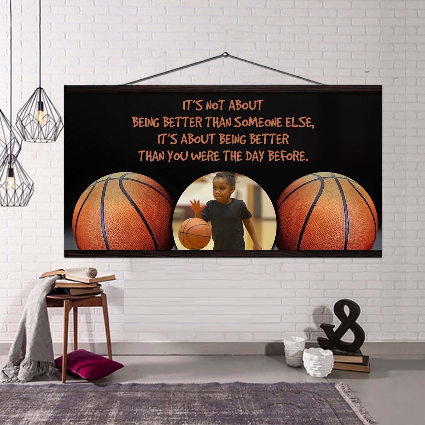 personalized photo soocer canvas it is not about being better than someone else it's about being better than you were the day before