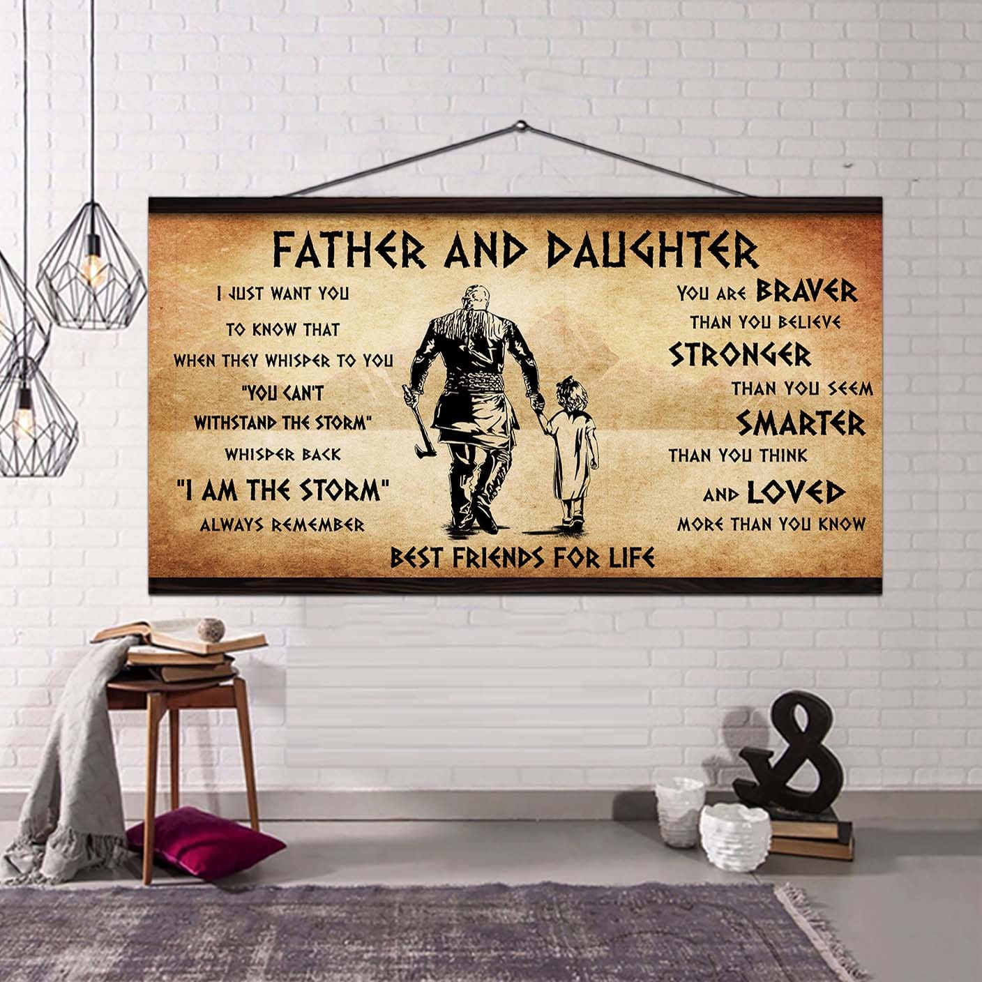 vikings father and daughter best friends for life - i am the storm poster canvas gift for daughter from father