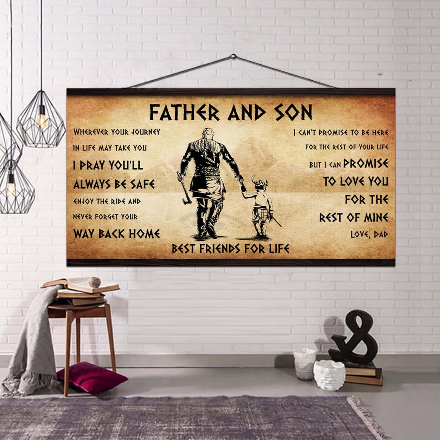 vikings father and daughter best friends for life - ver 2 never forget your way back home poster canvas gift for daughter from father