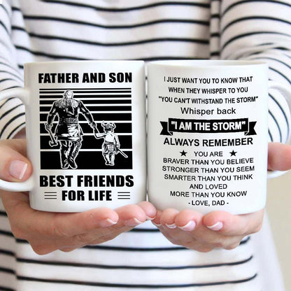 Basketball Be strong-Personalized Mug Father And Son Best Friends For Life - Message on the back side