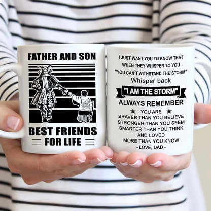 Soldier Be strong-Personalized Mug Father And Son Best Friends For Life - Message on the back side