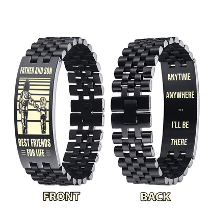 GK STO Personalized Double Sided Bracelet Father And Son Best Friends For Life - Message on the back side