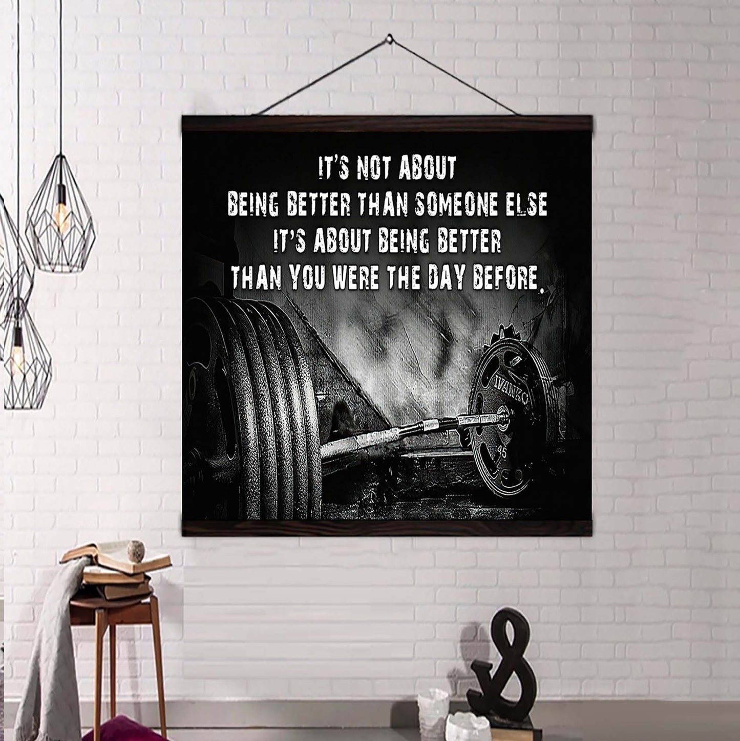 baseball square poster canvas it's not about being better than someone else it's about being better than you were the day before