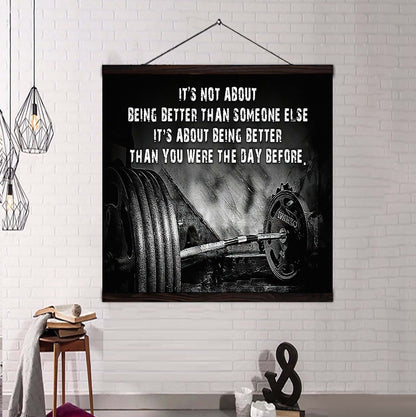 Baseball Square Poster Canvas It's Not About Being Better Than Someone Else It's About Being Better Than You Were The Day Before