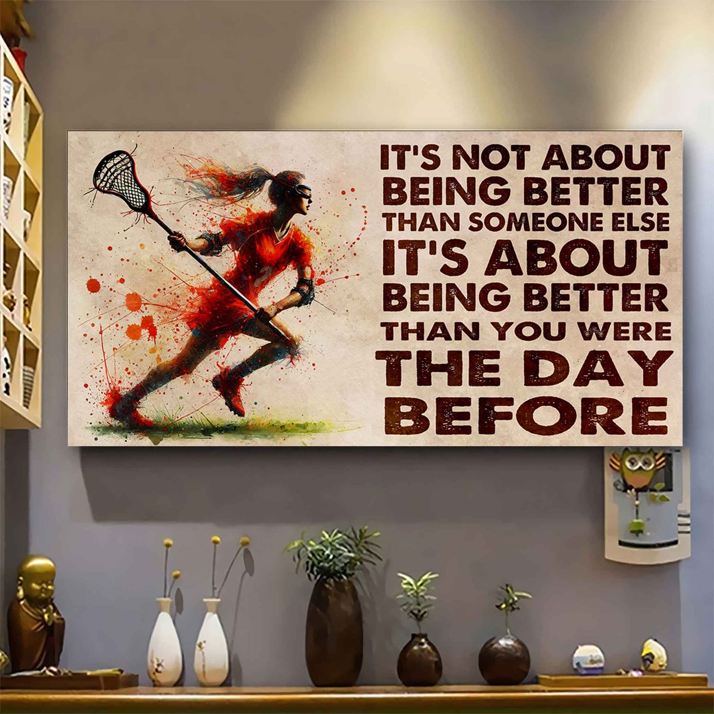 water color woman tennis poster canvas it is not about being better than someone else gift for your loving woman