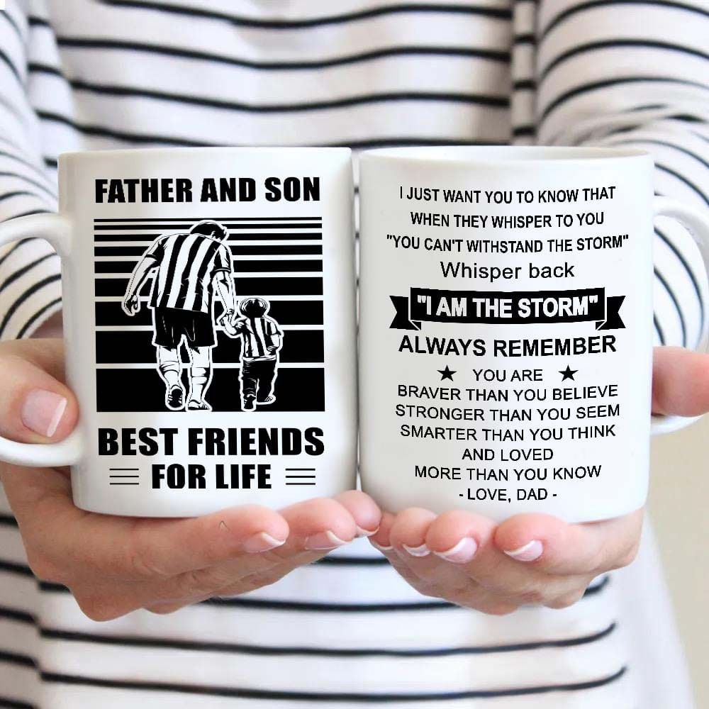 basketball be strong-personalized mug father and son best friends for life - message on the back side