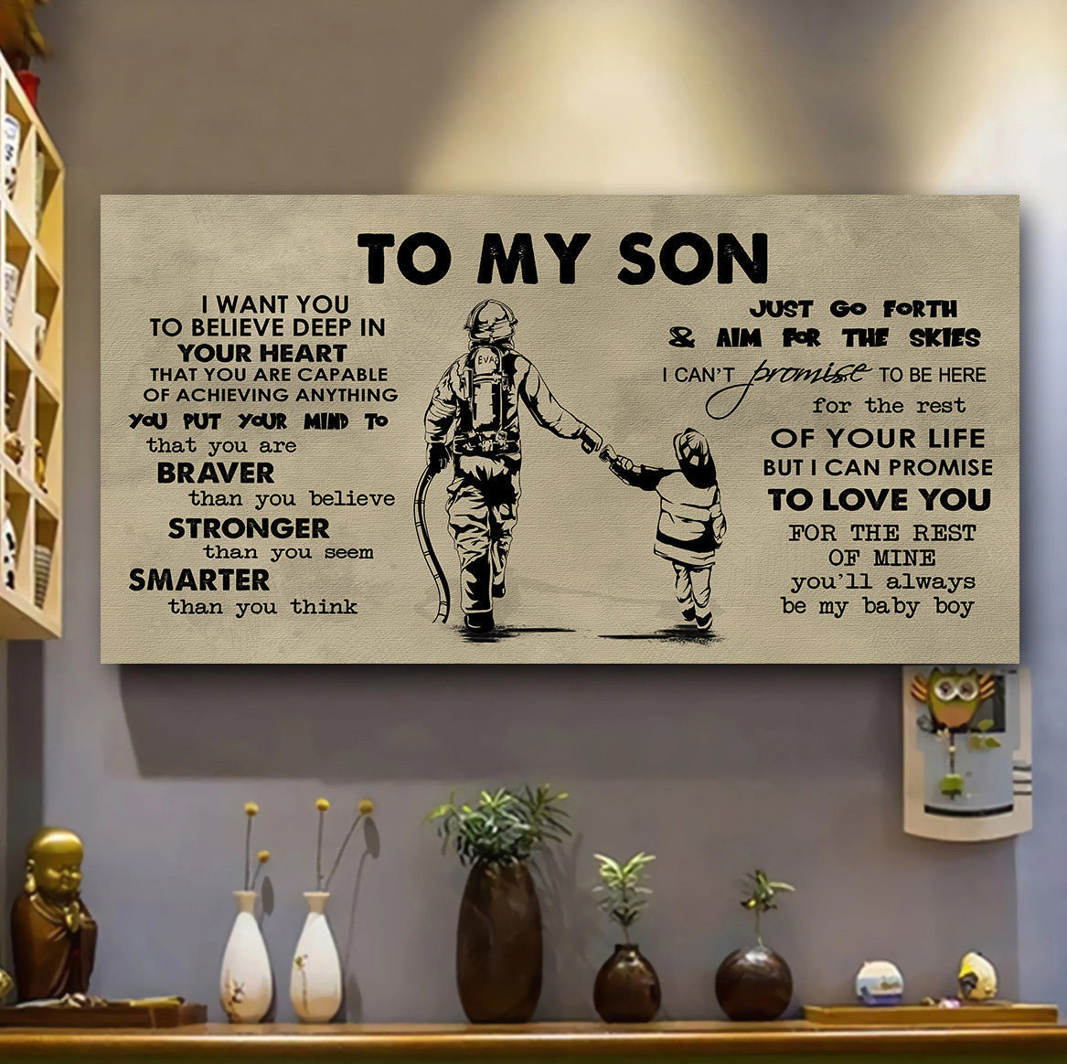 soccer to my son- i want you to believe- canvas poster