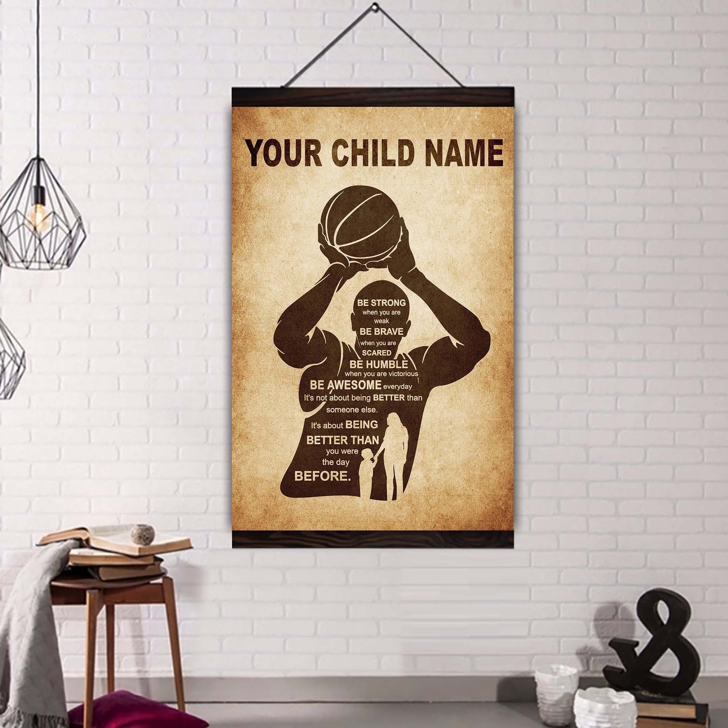 be awesome everyday personalized your child name from mom dad to son basketball poster canvas gifts for your son