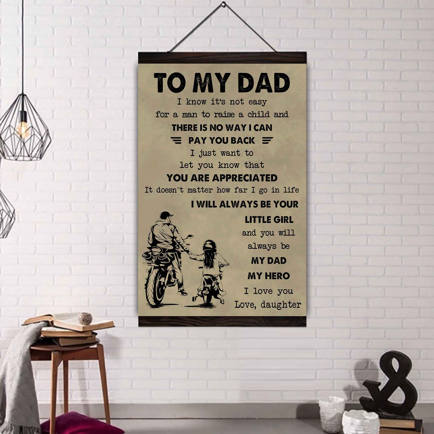 family poster canvas to my dad i know it's not easy to raise a child i will always be your little girl gift from daughter to dad