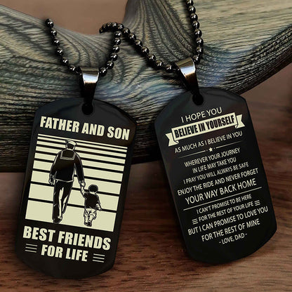Cowboy Personalized Double Sided Dog Tag To My Son I Love You - Enjoy The Ride And Never Forget Your Way Back Home From