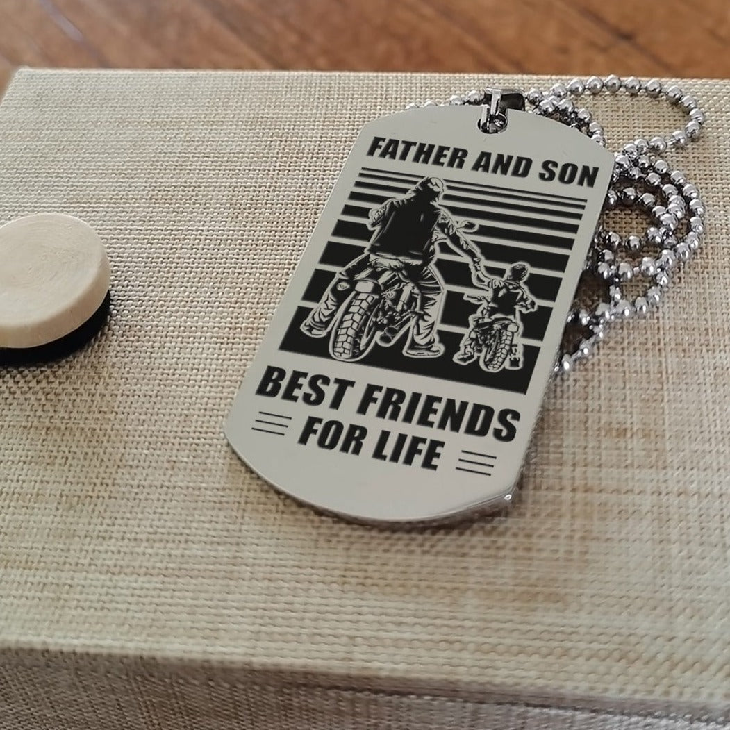 hm12 - customizabled double sided dog tag father and son best friends for life