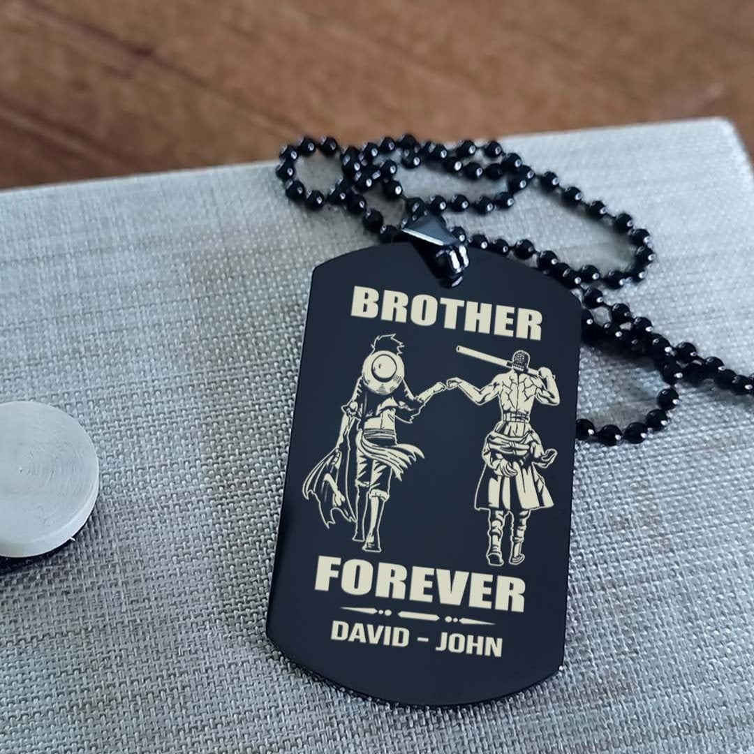 customizable engraved black dog tag double sided gift from brother, brother forever