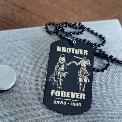 Soldier customizable engraved black dog tag double sided gift from brother, brother forever