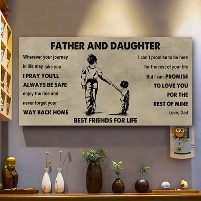 Biker Father And Daughter Best Friends For Life - Ver 2 Never Forget Your Way Back Home Poster Canvas Gift For Daughter From Father