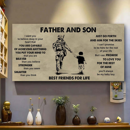 Family photo upload Father And Son Best Friends For Life  - That You Are Braver Than You Believe Poster Canvas Gift For Son From Father