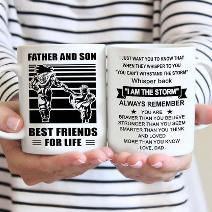 Basketball Be strong-Personalized Mug Father And Son Best Friends For Life - Message on the back side