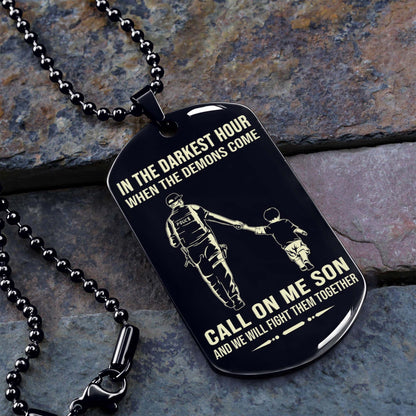 Samurai Personalized One Sided Dog Tag Call On Me Son And We Will Fight Them Together Gifts For Your Son From Dad