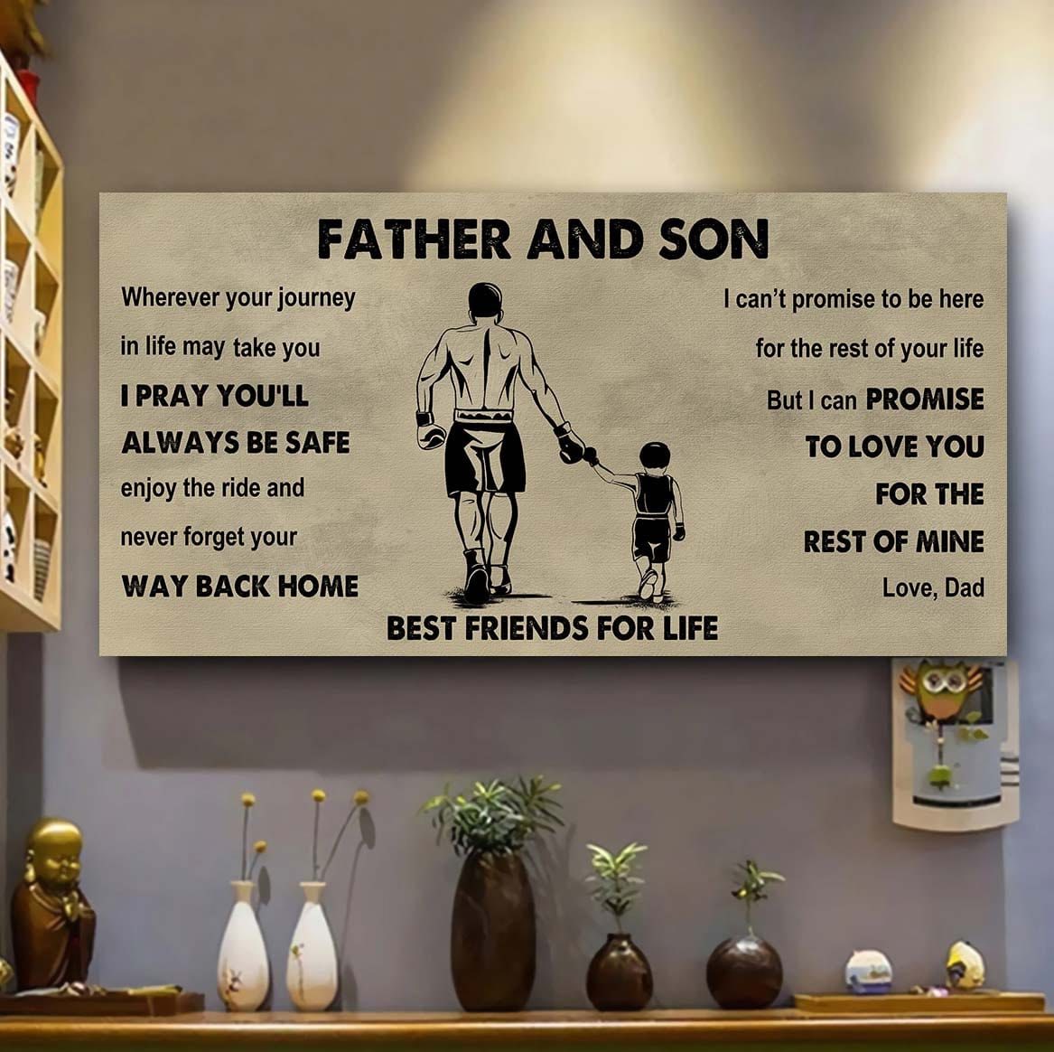 sport-family father and son best friends for life - ver 2 never forget your way back home poster canvas gift for son from father