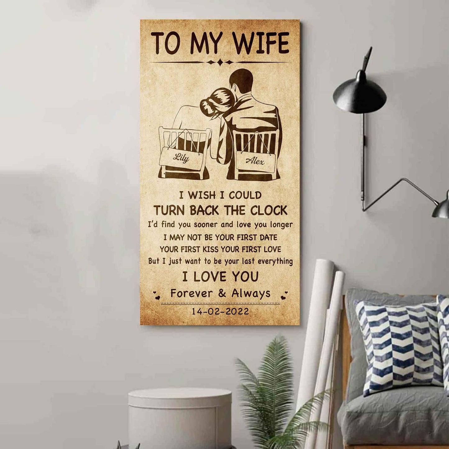 drb vgt- poster canvas to my wife i wish i could turn back the clock - i love you forever and always gift for your wife