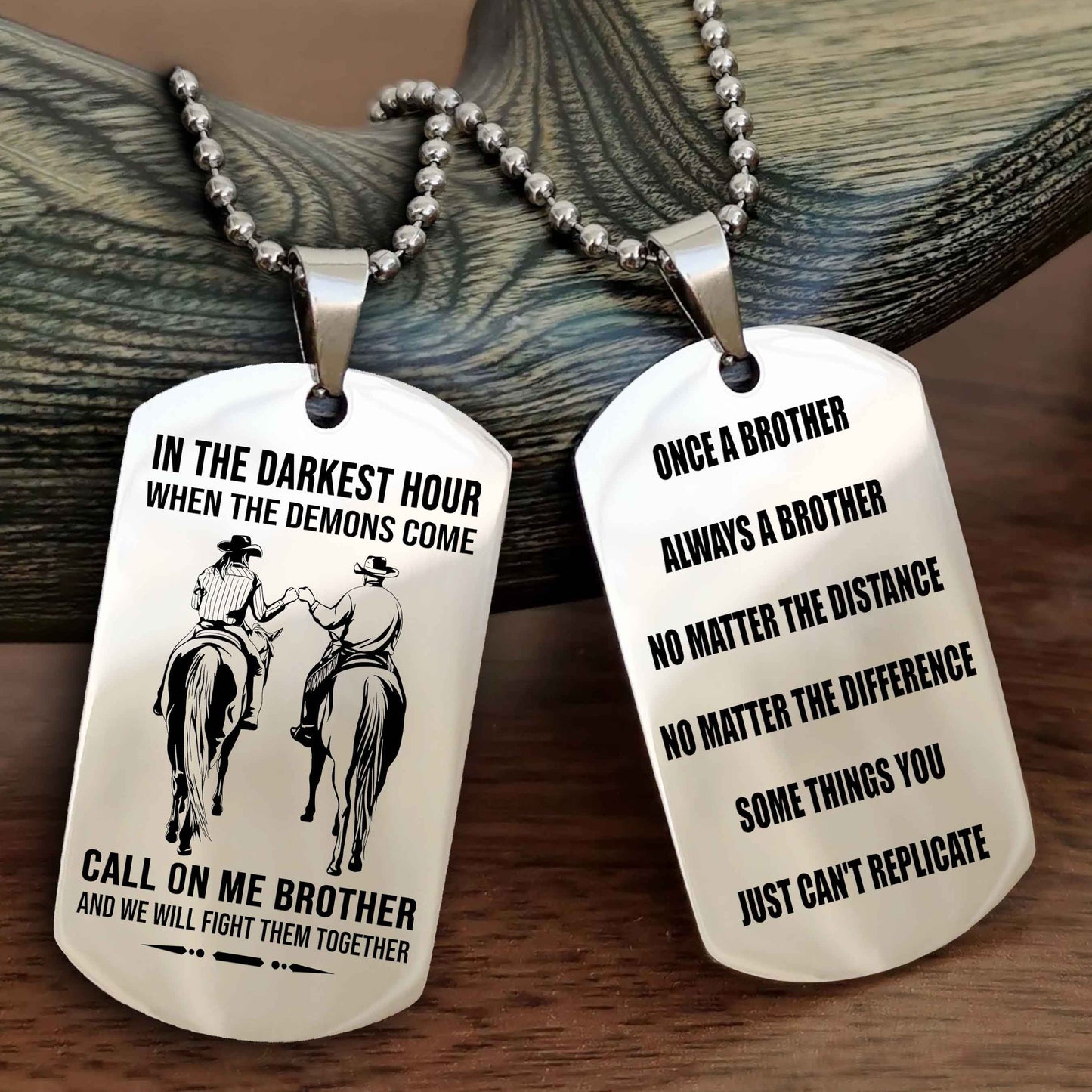 Viking Customizable engraved dog tag double sided gift from brother Once A Brother Always A Brother
