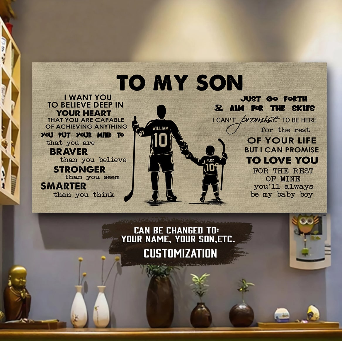 soccer to my son- i want you to believe- canvas poster