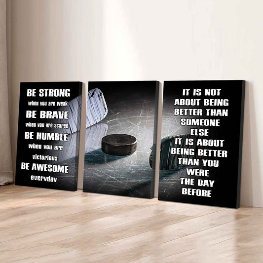 3-Piece - Be Awesome - Motivational Soccer Canvas Wall Art Set