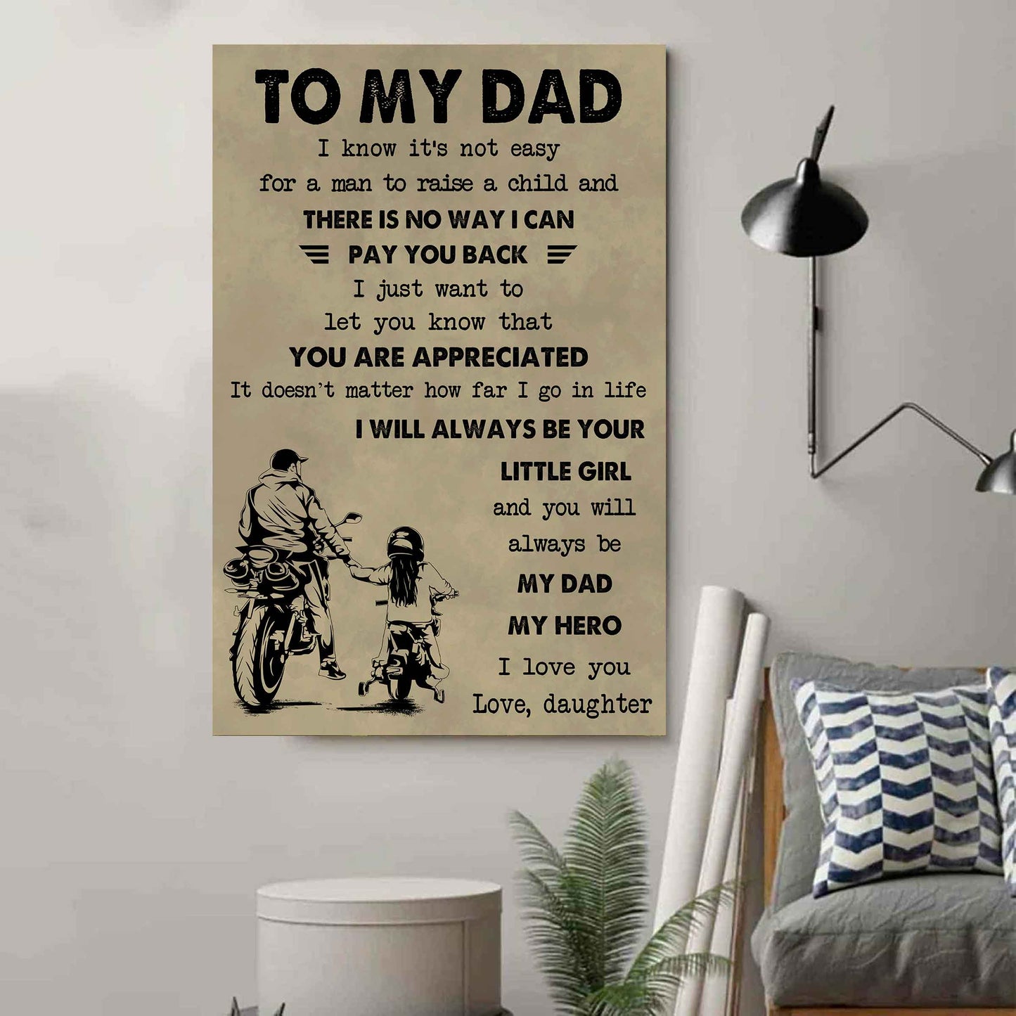 family poster canvas to my dad i know it's not easy to raise a child i will always be your little girl gift from daughter to dad