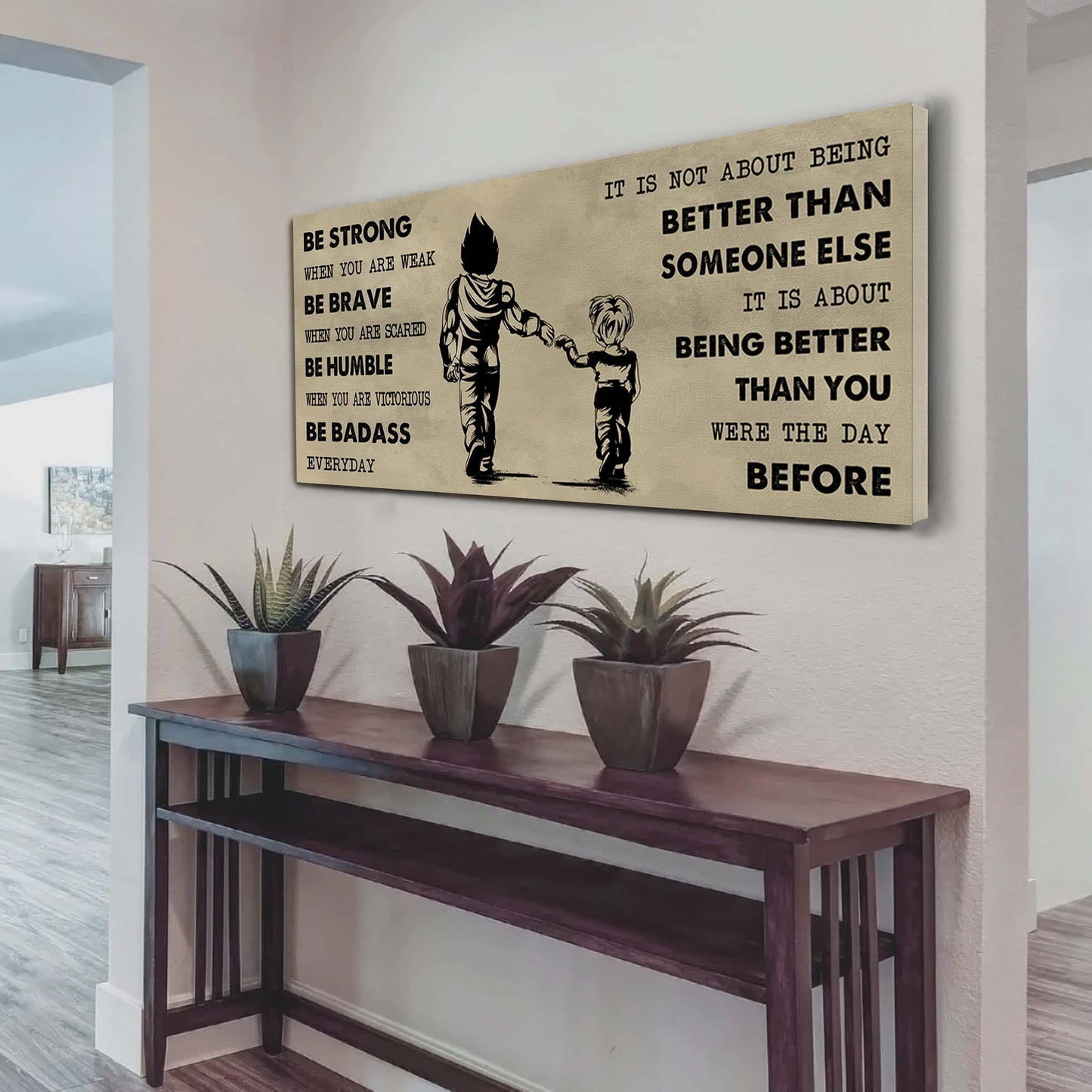 drb poster canvas from dad to daughter it is not about being better than someone else - be strong when you are weak be badass everyday