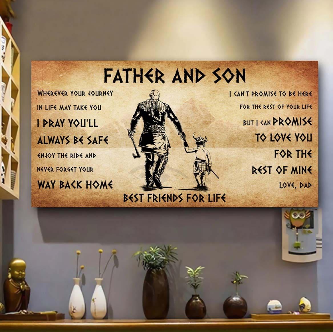 vikings father and daughter best friends for life - ver 2 never forget your way back home poster canvas gift for daughter from father