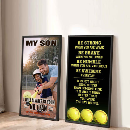 Baseball- My Son Be Strong When You Are Weak Be Awesome Everyday Set 2 Canvas Wall Art From Dad To Son