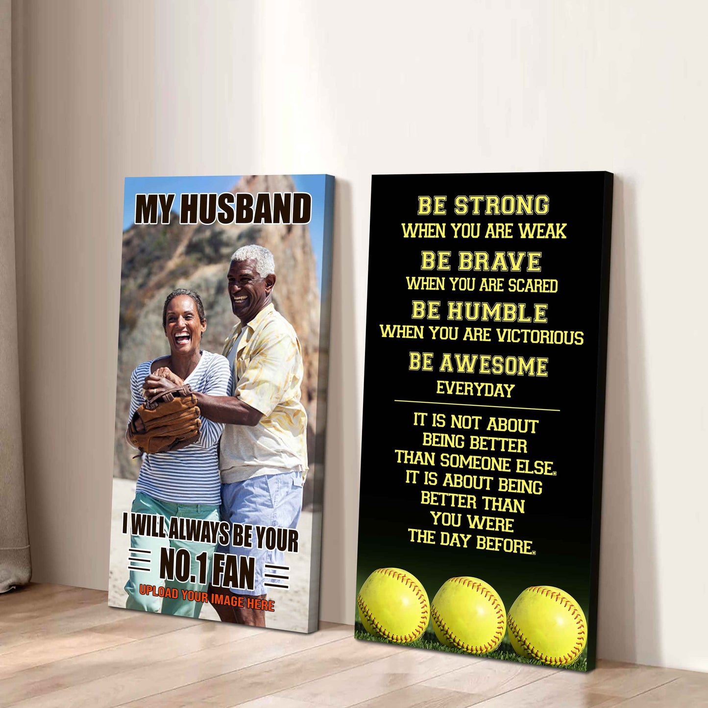 Sport Couple To My Husband Be Strong When You Are Weak Be Awesome Everyday Set 2 Canvas Wall Art