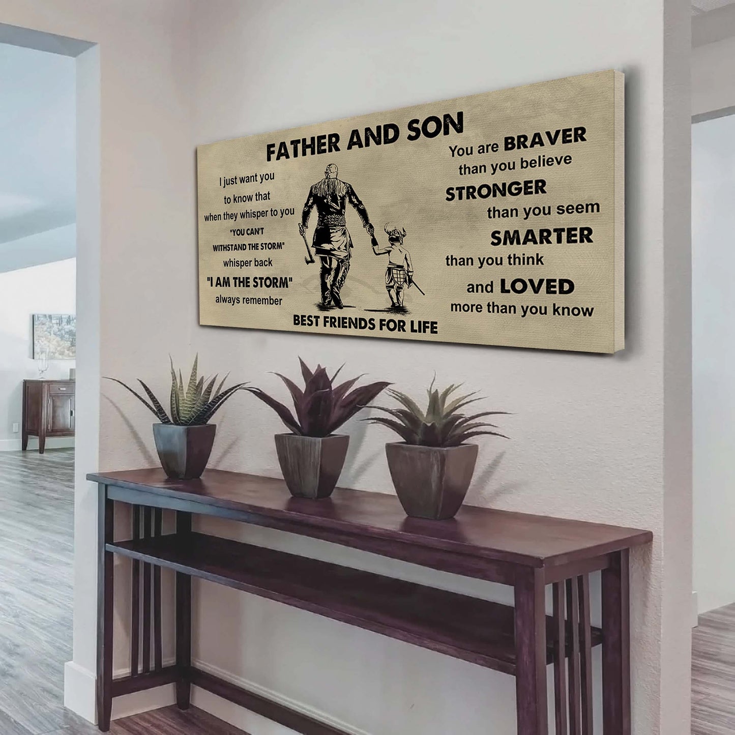 biker father and son best friends for life - i am the storm poster canvas gift for son from father