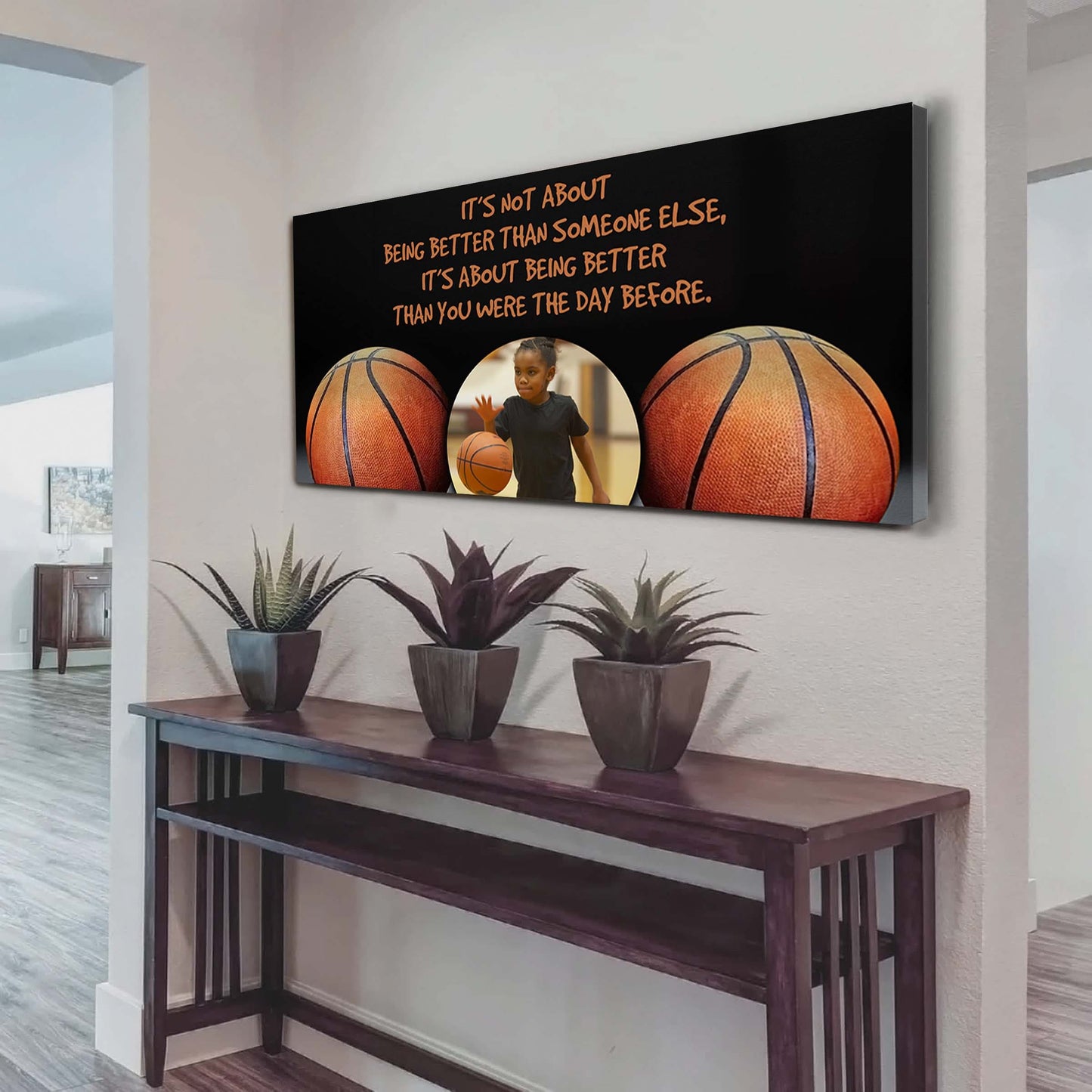 personalized photo basketball canvas it is not about being better than someone else it's about being better than you were the day before