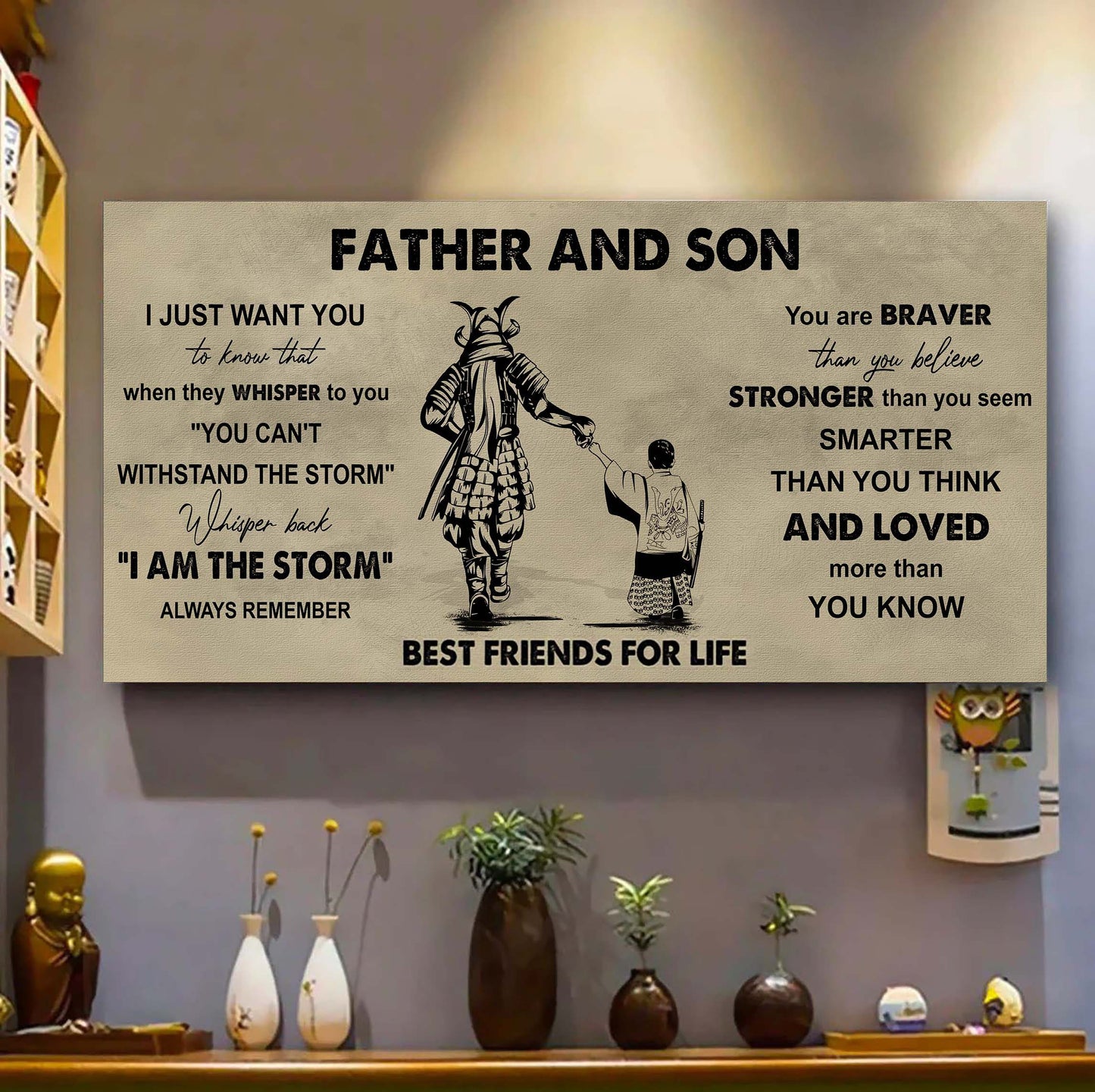 viking father and son best friends for life - i am the storm poster canvas gift for son from father