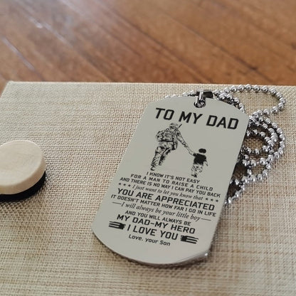 To My Dad One Side Engrave Dog Tag Gift For Your Dad Your Father