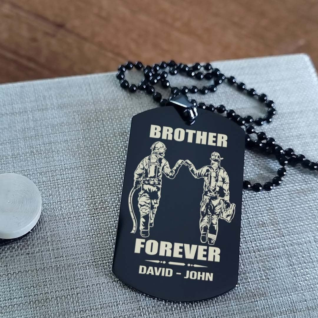 biker customizable engraved black dog tag double sided gift from brother, brother forever