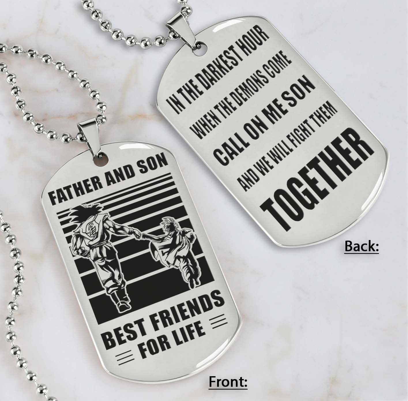 personalized double sided dog tag call on me son and we will fight them together gifts for your son from dad